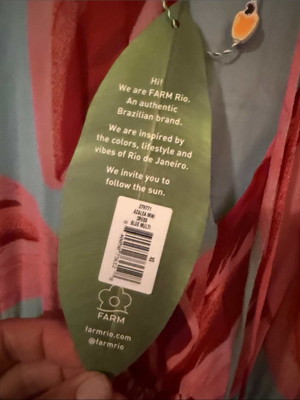 FARM Rio Red & Light Blue Azalea Mini Dress - Picture 12 of 13